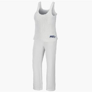 WEAR by Erin Andrews Cream Seattle Seahawks Cozy Tank & Pants Sleep Set Medium